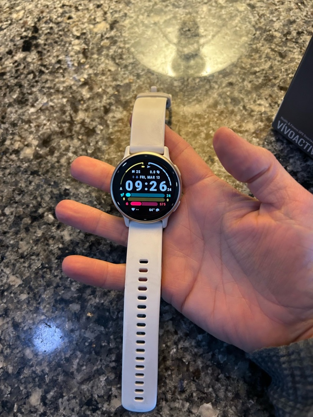 Garmin Vivoactive 5 White Silicone-Band Smartwatch with Round Touch Display